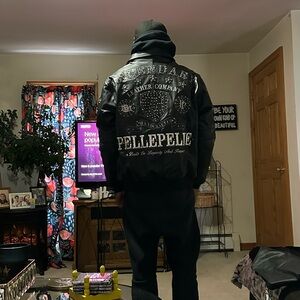 Pelle Pelle Black Leather Jacket with Embellished Back